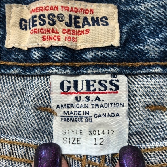 VINTAGE Guess '90s Straight Leg Denim Jeans Size 12 Made In Canada :) - Picture 5 of 10
